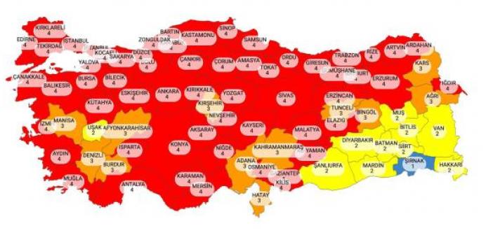 İşte Yeni Türkiye risk haritası 30 Mart / Hangi illerin yeri değişti?  İl il vaka sayıları