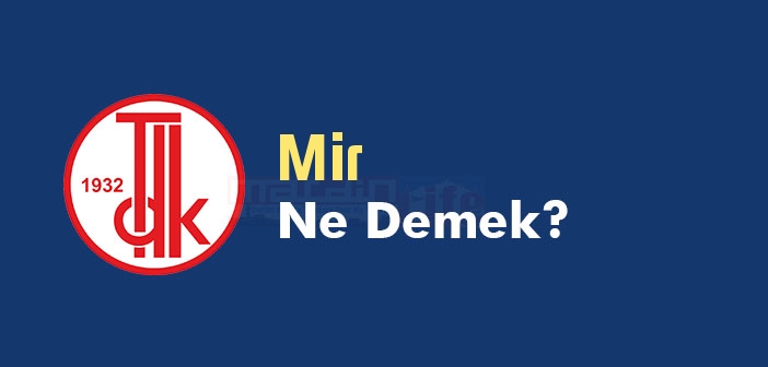 Mir ne demek? TDK'ya göre Mir kelime anlamı nedir? Mir sözlük anlamı