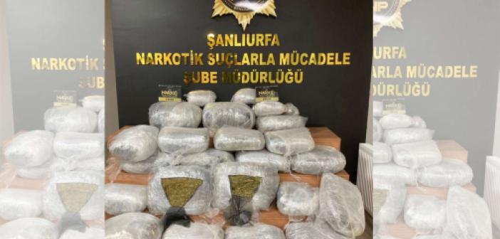 Şanlıurfa’da durdurulan bir araçta 125 kilogram uyuşturucu madde ele geçirildi