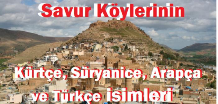 Savur Köyleri Kürtçe, Süryanice, Arapça, Türkçe isimleri