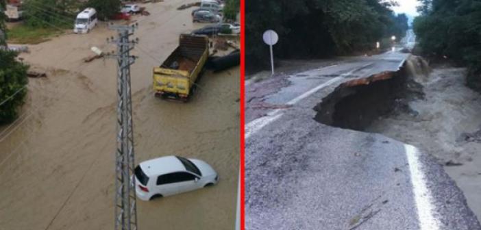 Bir sel haberi de Sinop'tan! Ayancık ilçesindeki fabrikada işçiler mahsur kaldı, bir hastane tahliye edildi