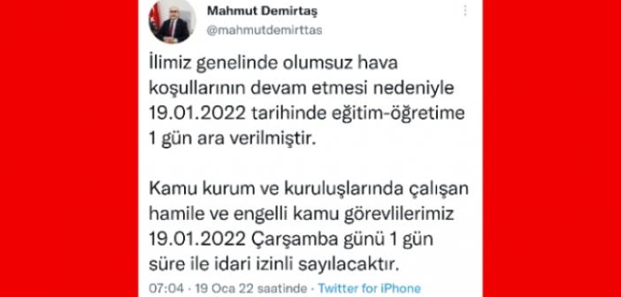 Mardin geneli eğitime 1 günlük ara verildi