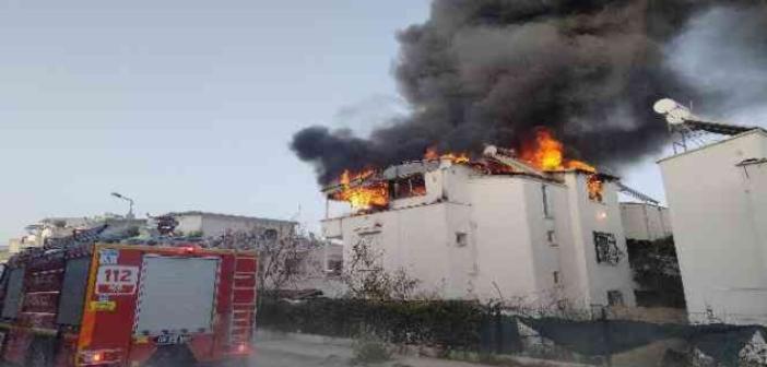 Didim’de iki katlı evin terasında çıkan yangın korkuttu