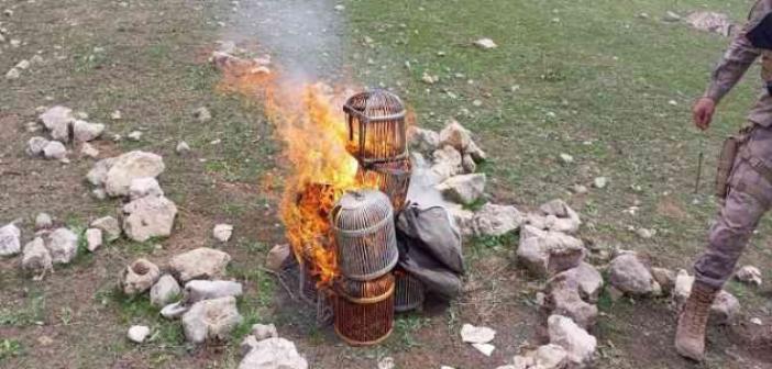 Şırnak’ta kınalı keklikler doğaya bırakıldı, kafesleri yakıldı