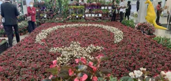 50 metre kare alana bin 500 çiçekli Türk Bayrağı motifi