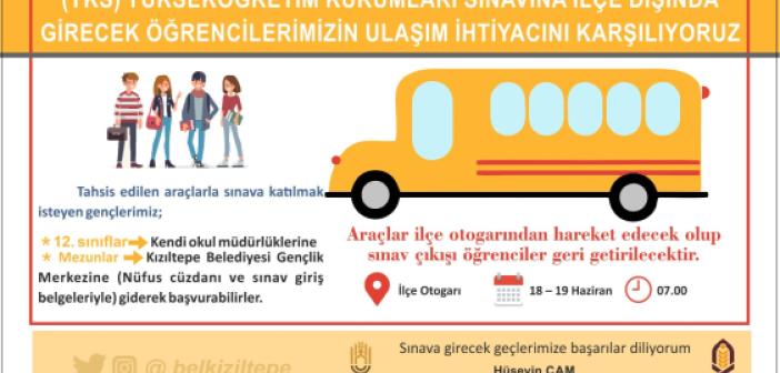 Kızıltepe’de YKS Öğrencilerine Ulaşım Desteği