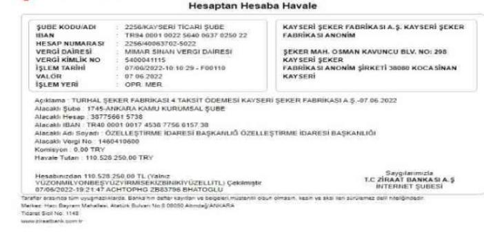 Kayseri Şeker’den ‘Turhal Şeker Fabrikası’ açıklaması