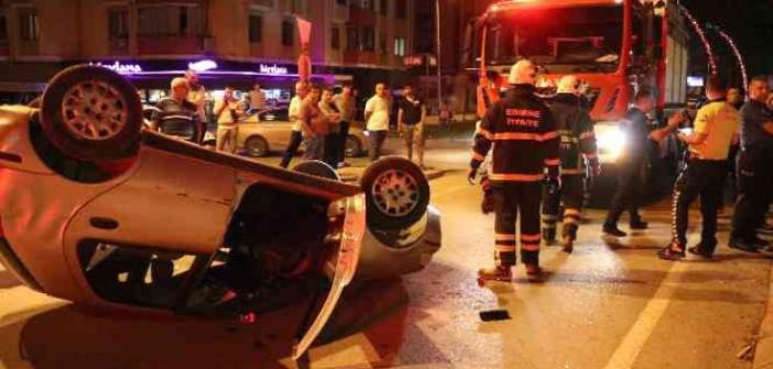 Edirne’de kontrolden çıkan otomobil takla attı: 2 yaralı