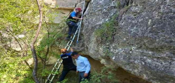 Kayada mahsur kalan 7 keçinin imdadına ekipler yetişti