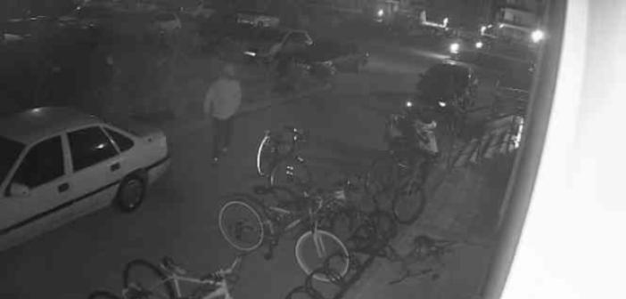 Bisiklet hırsızı güvenlik kamerasında