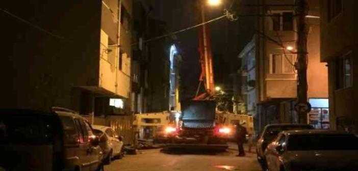 Gece vakti devam eden inşaat çalışması mahalle sakinlerinin huzurunu kaçırdı