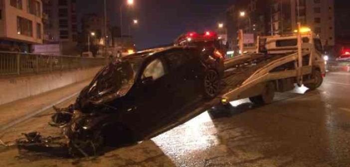 Çekmeköy’de kontrolden çıkıp takla atan aracın motoru yola fırladı: 3 yaralı