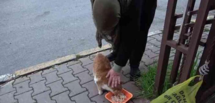 Sancaktepe’de fakir aylığı ile geçiniyor, mahallenin kedilerini de unutmuyor