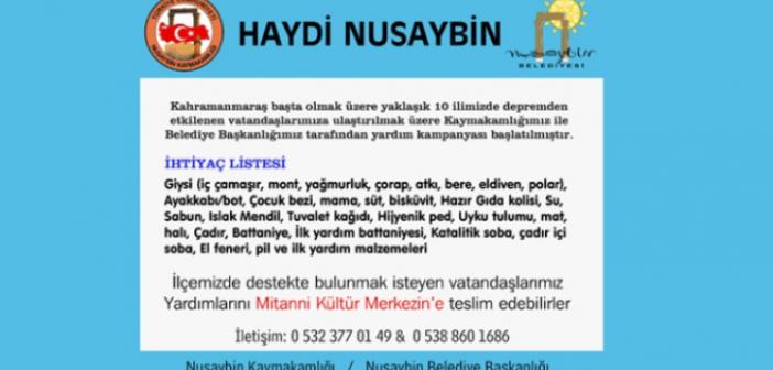 Depremzedeler için Nusaybin'de yardım kampanyası başladı