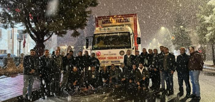 Yardım TIR’ı Midyat’tan deprem bölgesine hareket etti