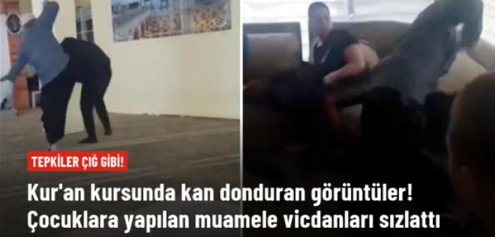 ŞOK Görüntüler! Küçücük çocukları tekme tokat dövdü