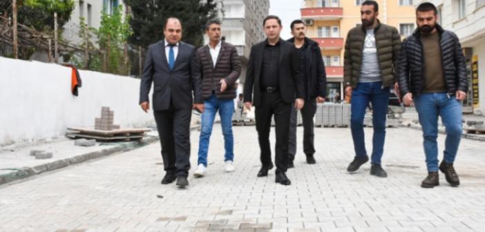 Parke taşı çalışmaları aralıksız devam ediyor