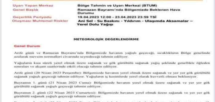 Sinop’ta Ramazan Bayramı boyunca yağış bekleniyor