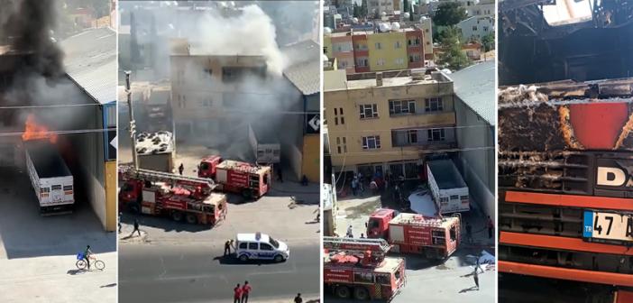 Kızıltepe’de park halindeki araç alev aldı