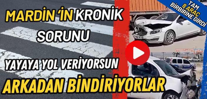 Yayaya yol vermek için duran araçlar kaza yaptı