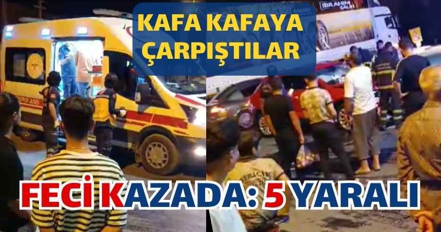 Kızıltepe'de İki araç kafa kafaya çarpıştı: 5 kişi yaralı