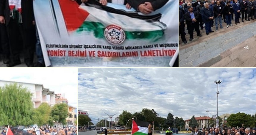 Erzincan'da yüzlerce kişi Cuma namazı çıkışı Gazze için yürüdü