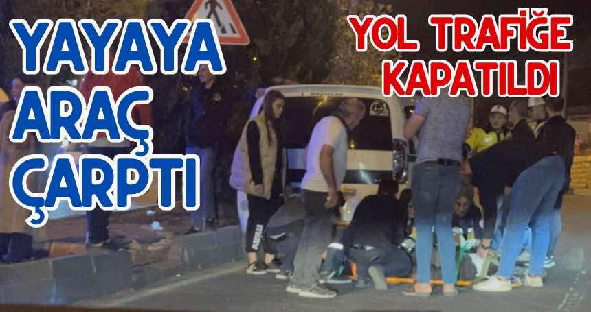 Yolun karşısına geçmeye çalışırken otomobil çarptı!