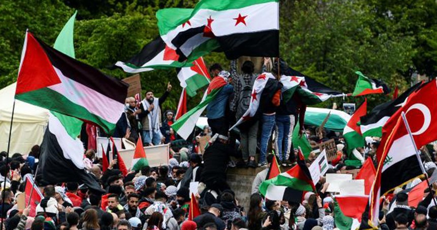 Brüksel'de Filistinlilere destek gösterisi