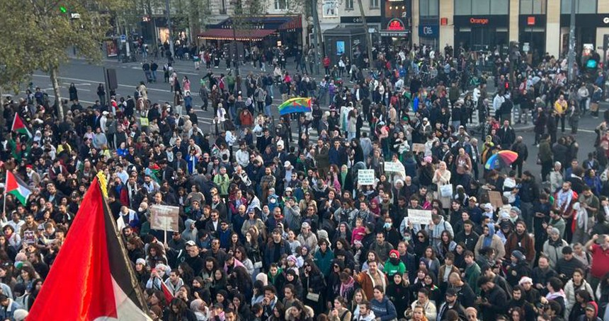 Paris’te binlerce kişi Filistin için toplandı