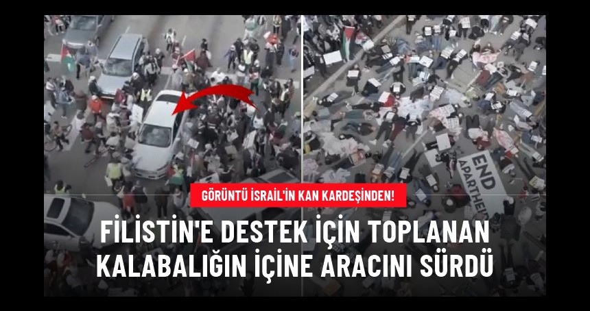 Korkunç saldırı! Filistin'e destek için toplanan kalabalığın üzerine aracını sürdü