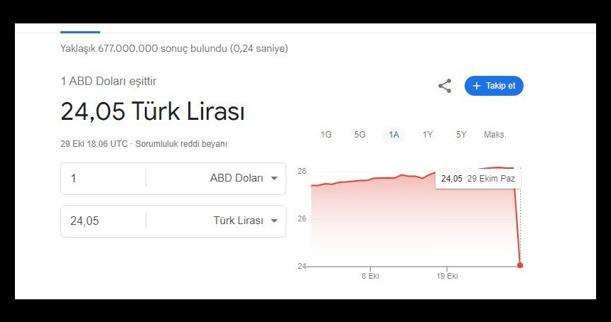 Google doları 24 TL’den niçin gösterdi? Google ne hatası verdi? Dolar gerçekten düştü mü?