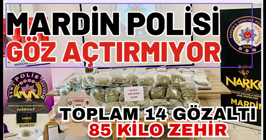 Mardin’de Büyük Zehir Operasyonu: 14 Gözaltı, Kilolarca zehir ele geçirildi