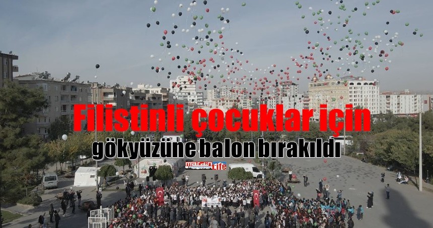 Filistinli çocuklar için gökyüzüne balon bırakıldı