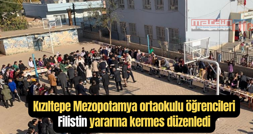 Kızıltepe Mezopotamya Ortaokulu öğrencileri Filistin yararına kermes düzenledi