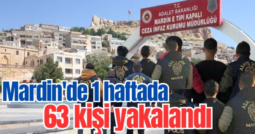 Mardin'de 1 haftada 63 kişi yakalandı