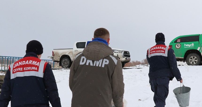 Ağrı'da Jandarma ve DKMP ekipleri doğaya yem bıraktı