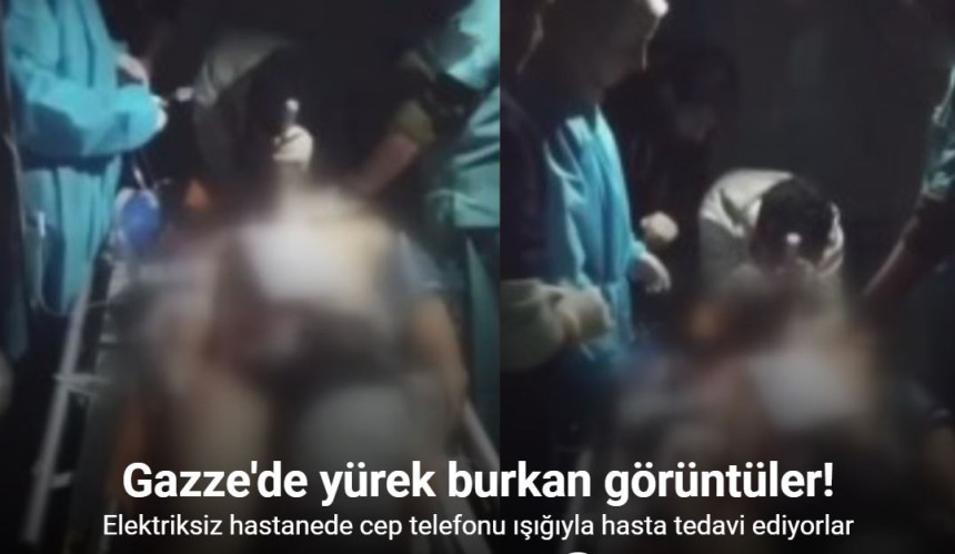 Gazze'de elektriksiz hastanede cep telefonu ışığıyla tedavi