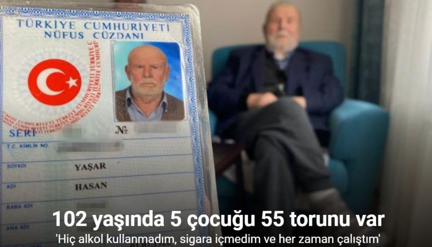 102 yaşında 5 çocuğu 55 torunu var