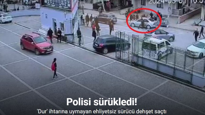 ’Dur’ ihtarına uymayan ehliyetsiz sürücü polisi sürükledi