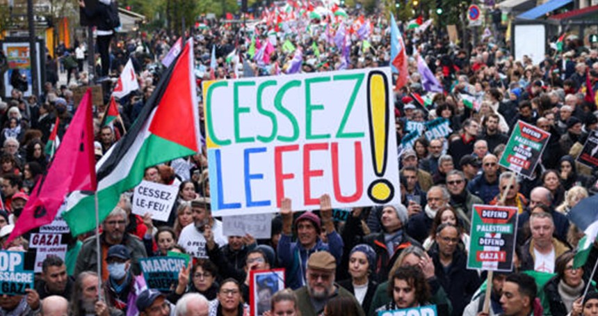 Paris'te Gazze'ye destek gösterisinde "ateşkes"  çağrısı