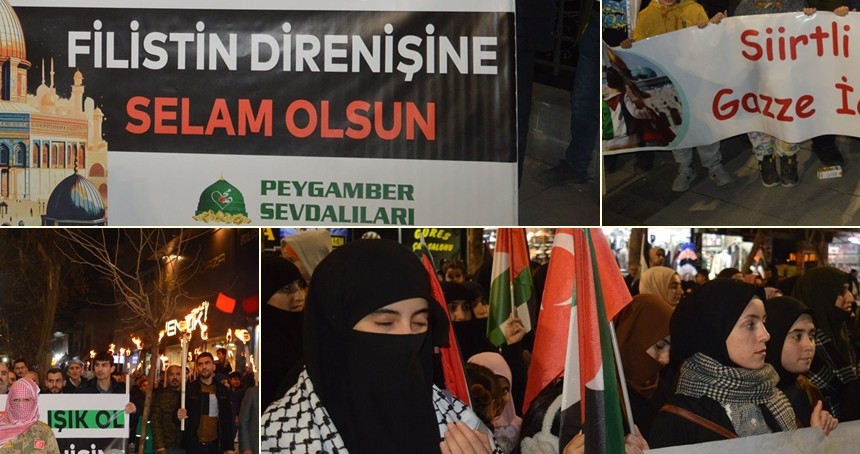 Siirt'te binlerce kişi "Gazze'ye Işık Ol"mak için yürüdü