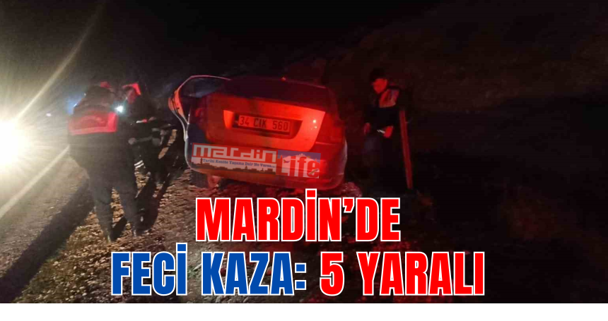 Mardin’de kontrolden çıkan otomobil şarampole yuvarlandı: 5 yaralı