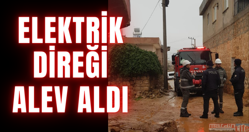 Mardin'de elektrik direği alev aldı