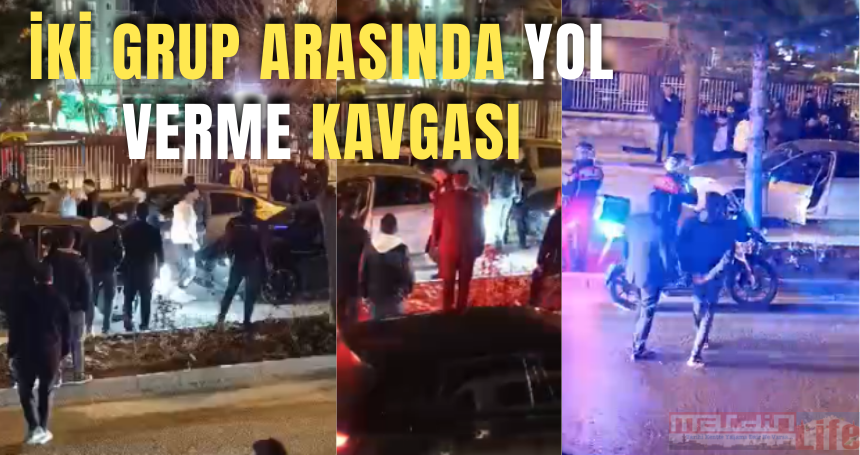 İki grup arasında yol verme kavgası