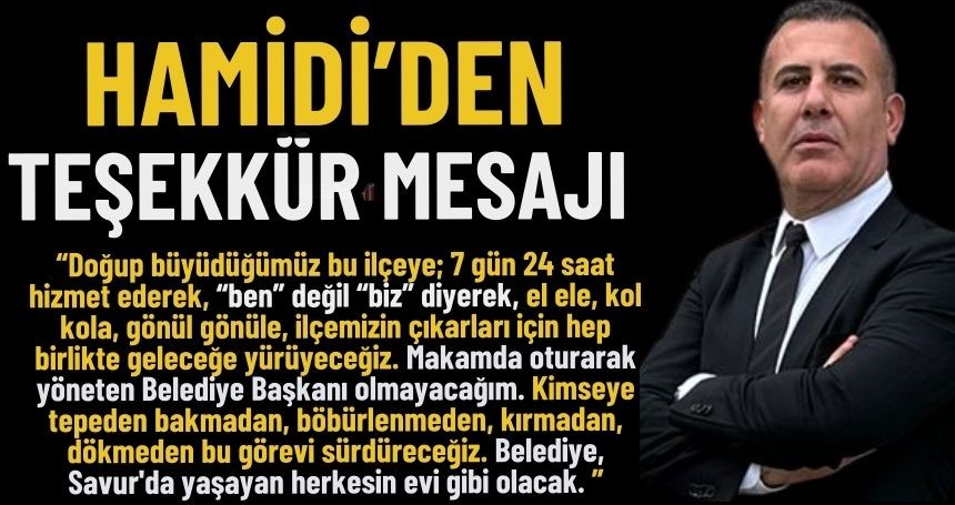 Hamidi'den Teşekkür Mesajı