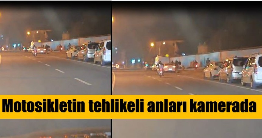 Motosikletin tehlikeli anları kamerada