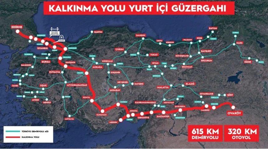 İşte Kalkınma Yolu'nun yurt içi güzergahı