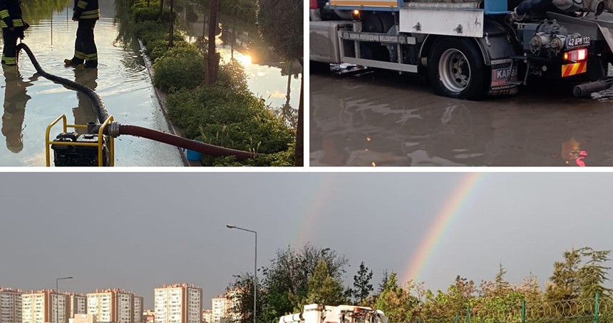 Konya'da sağanak su baskınlarına neden oldu