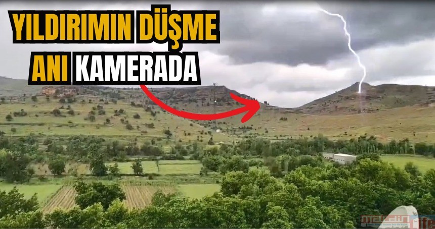 Yıldırımın düşme anı kamerada