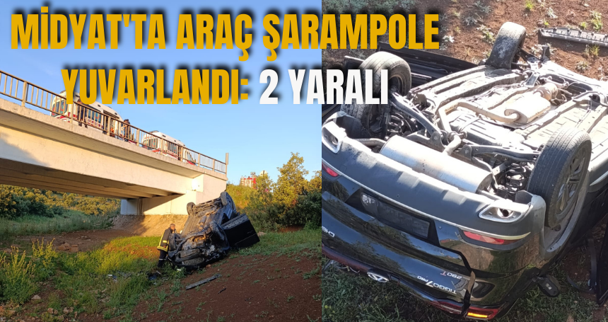 Midyat'ta araç şarampole yuvarlandı: 2 yaralı